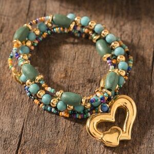 Boho Heart Bead Bracelet